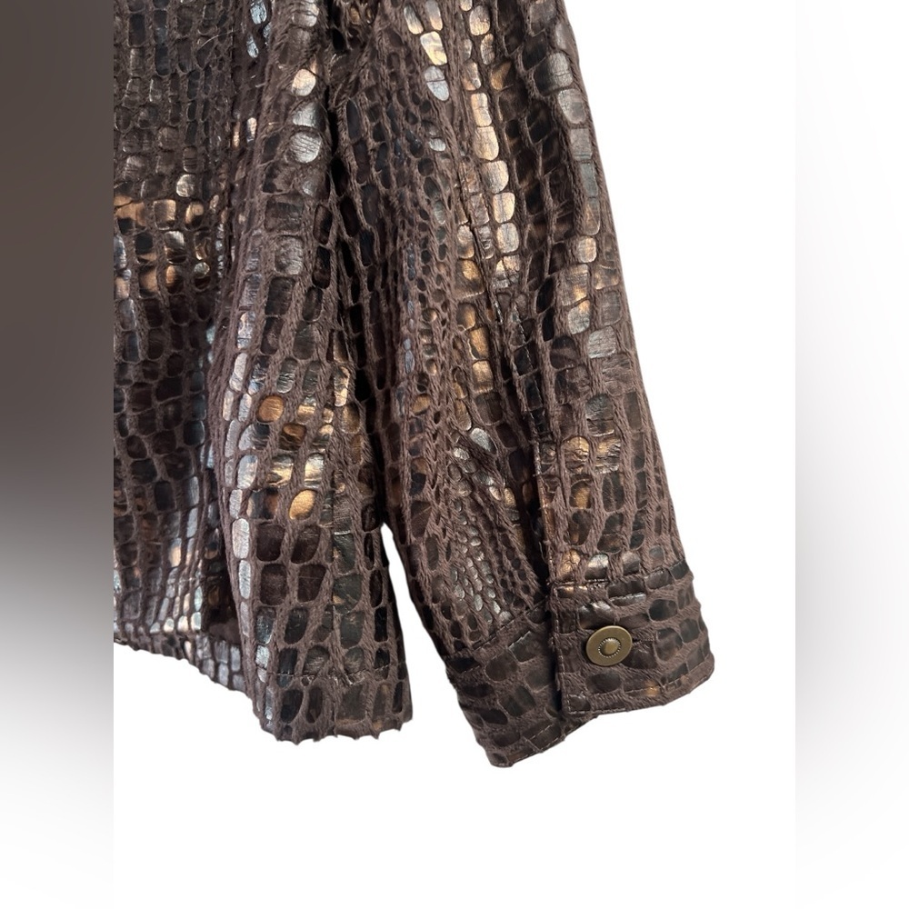 Ruby Rd. Brown Croc-Embossed Zip Front Jacket Goth layering - Picture 5 of 6